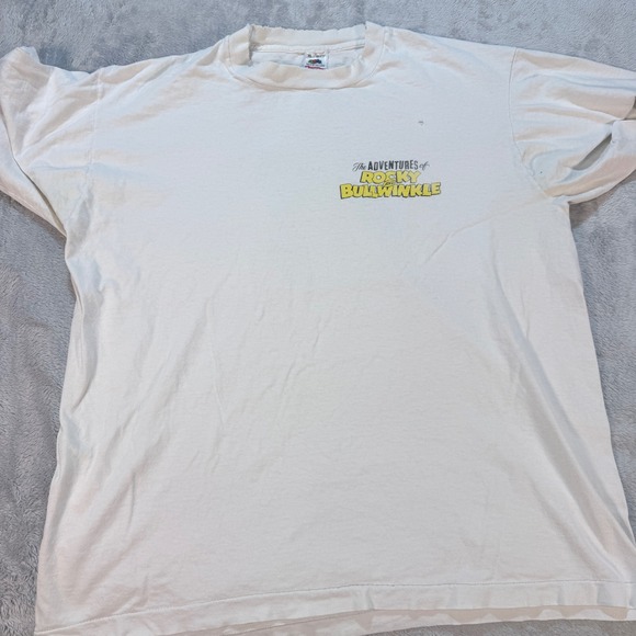 Vintage Fruit of the Loom Rocky and Bullwinkle Graphic T Shirt XL White Classic - Picture 2 of 12